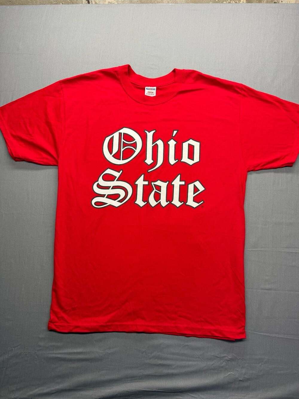 Jerzees Ohio State University T-Shirt Size L Red Old English College Logo